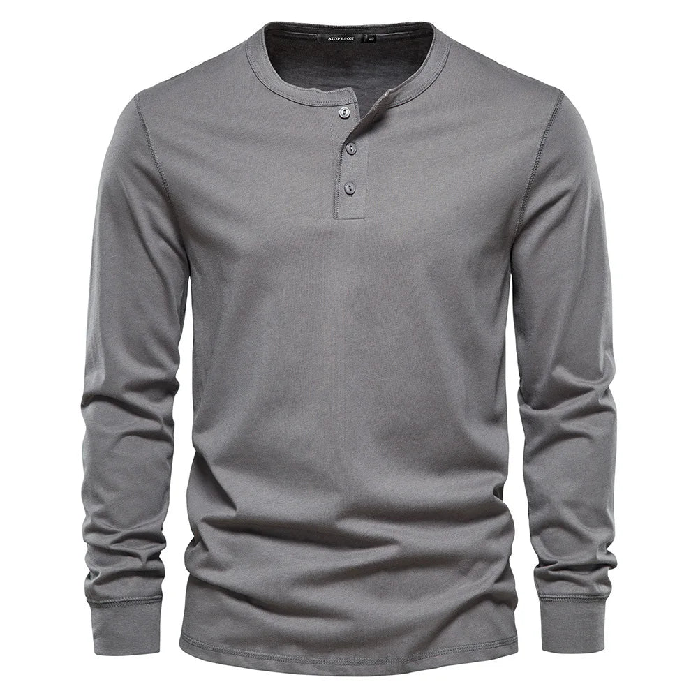 Herren Langarmshirt mit Knöpfen Casual Bequeme Passform-Velnorah
