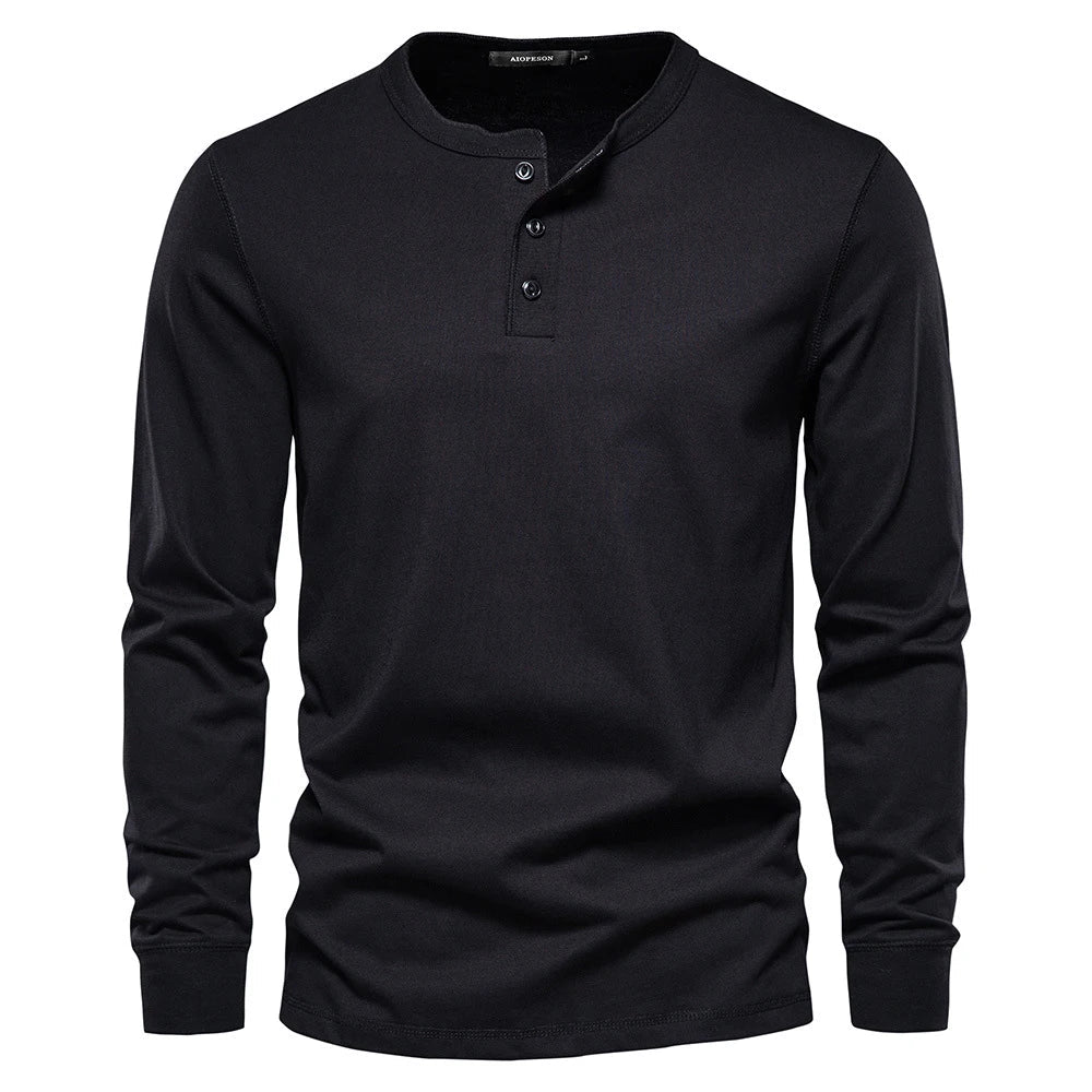 Herren Langarmshirt mit Knöpfen Casual Bequeme Passform-Velnorah