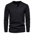 Herren Langarmshirt mit Knöpfen Casual Bequeme Passform-Velnorah
