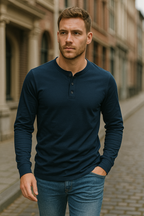 Herren Langarmshirt mit Knöpfen Casual Bequeme Passform-Velnorah