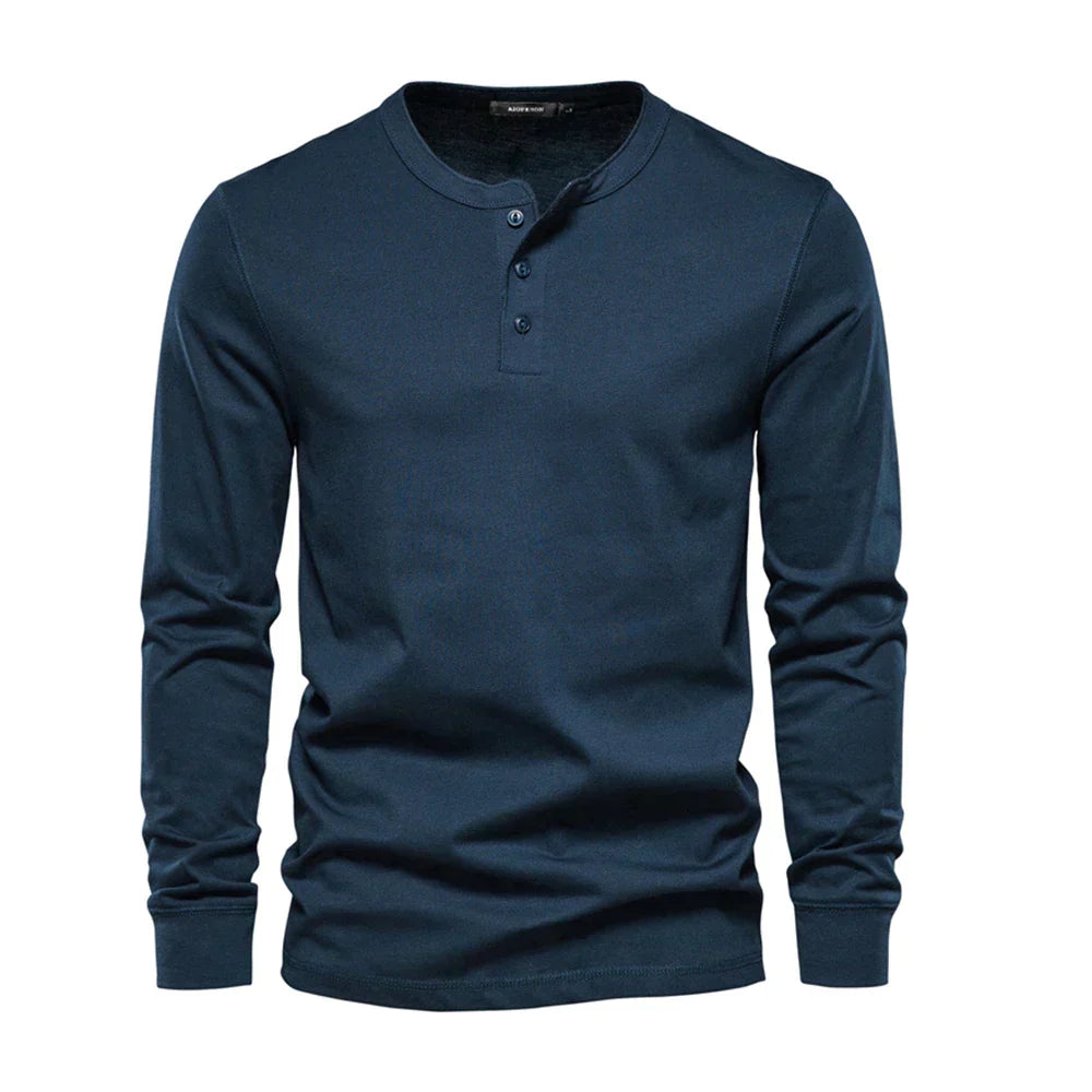 Herren Langarmshirt mit Knöpfen Casual Bequeme Passform-Velnorah