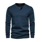 Herren Langarmshirt mit Knöpfen Casual Bequeme Passform-Velnorah