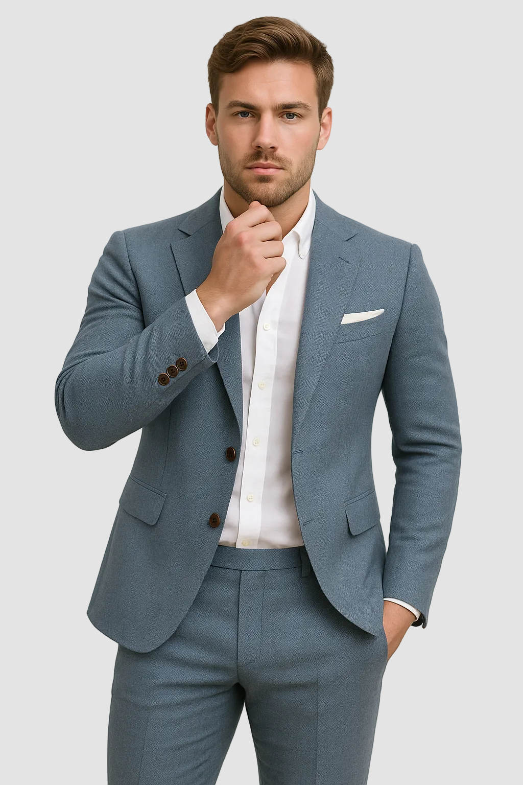 Herren Leinen Anzug Set Slim Fit Blazer Hose Sommer Formal Hochzeit-Velnorah