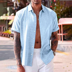 Herren Leinenhemd mit kurzen Ärmeln und luftiger Passform-Velnorah