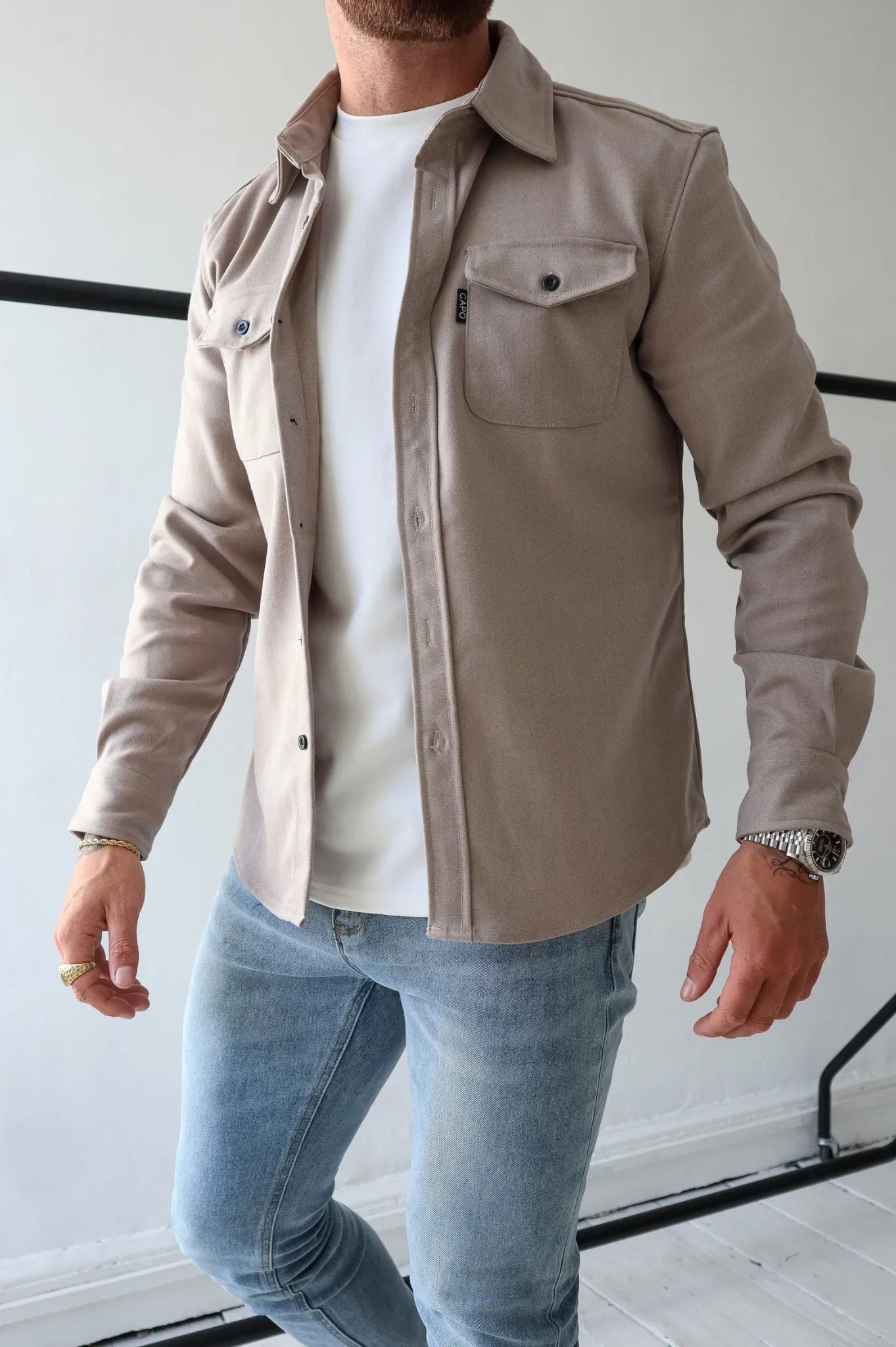 Herren Overshirt Jacke mit Brusttaschen Frühling Herbst Casual Leichtgewicht-Velnorah