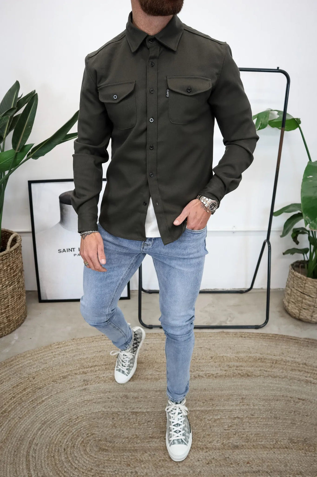 Herren Overshirt Jacke mit Brusttaschen Frühling Herbst Casual Leichtgewicht-Velnorah