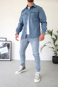 Herren Overshirt Jacke mit Brusttaschen Frühling Herbst Casual Leichtgewicht-Velnorah