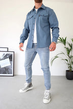 Herren Overshirt Jacke mit Brusttaschen Frühling Herbst Casual Leichtgewicht-Velnorah