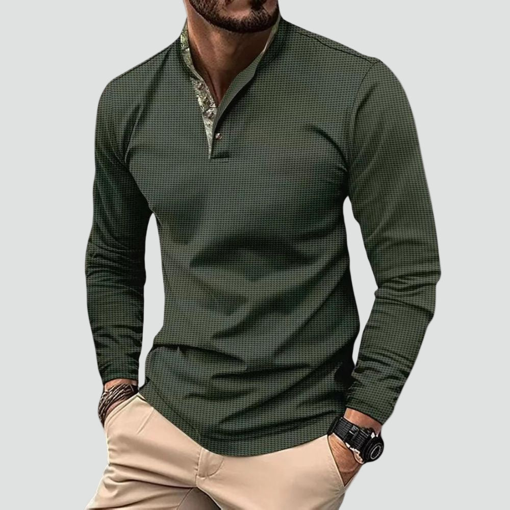Herren Poloshirt mit langen Ärmeln und atmungsaktivem Material-Velnorah