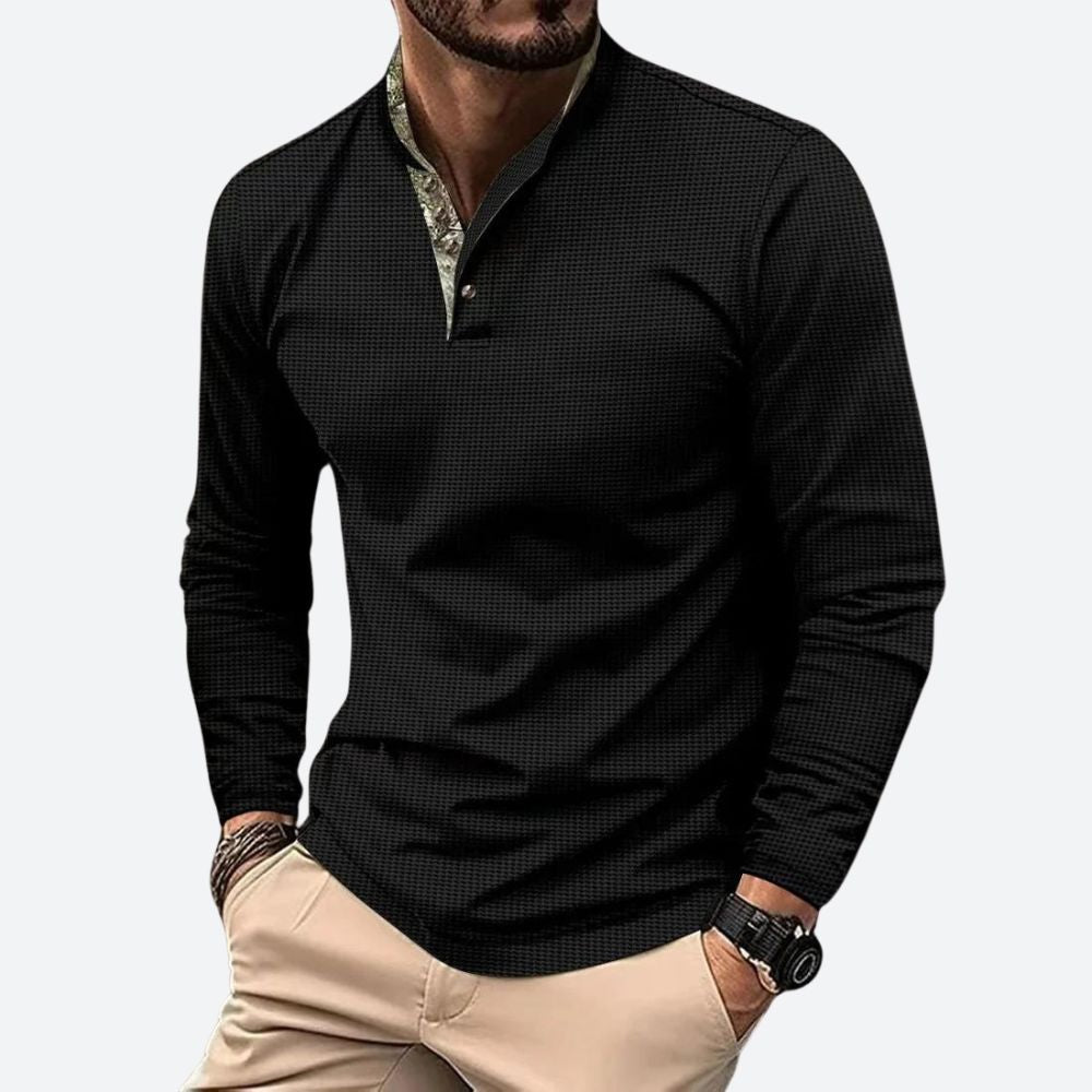 Herren Poloshirt mit langen Ärmeln und atmungsaktivem Material-Velnorah
