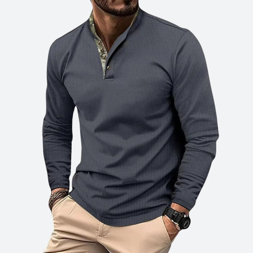Herren Poloshirt mit langen Ärmeln und atmungsaktivem Material-Velnorah
