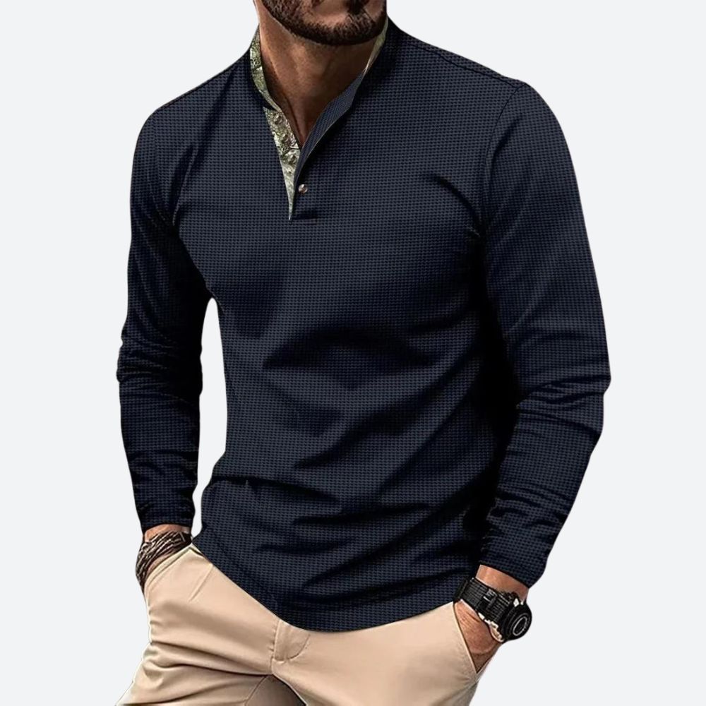 Herren Poloshirt mit langen Ärmeln und atmungsaktivem Material-Velnorah