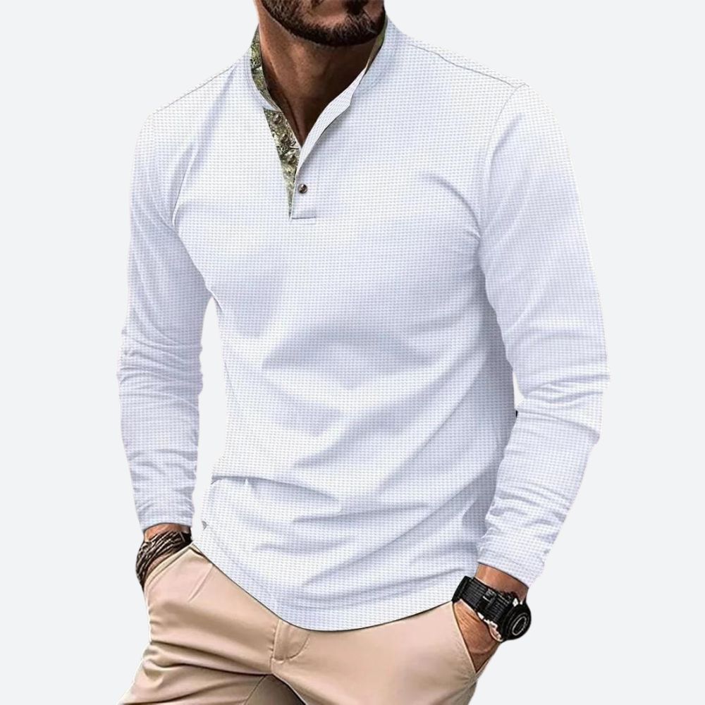 Herren Poloshirt mit langen Ärmeln und atmungsaktivem Material-Velnorah