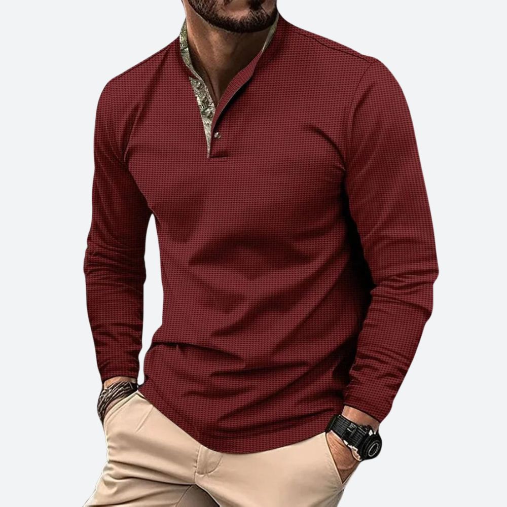 Herren Poloshirt mit langen Ärmeln und atmungsaktivem Material-Velnorah