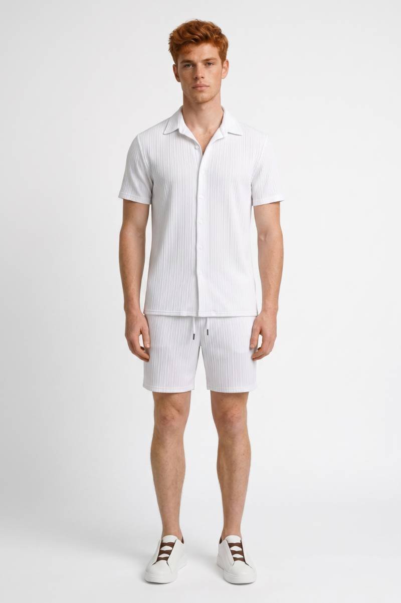 Herren Set Hemd Kurze Hose Gestreift Regular Fit-Velnorah
