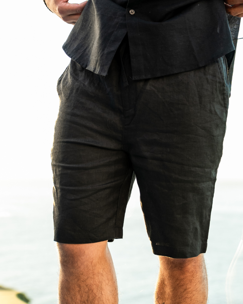 Herren Shorts Leinen Gerade Passform Sommer Casual-Velnorah