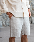 Herren Shorts Leinen Gerade Passform Sommer Casual-Velnorah