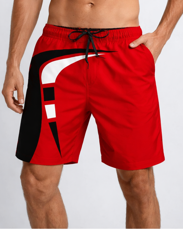 Herren Sommer Badehose mit Kordelzug und grafischem Design-Velnorah