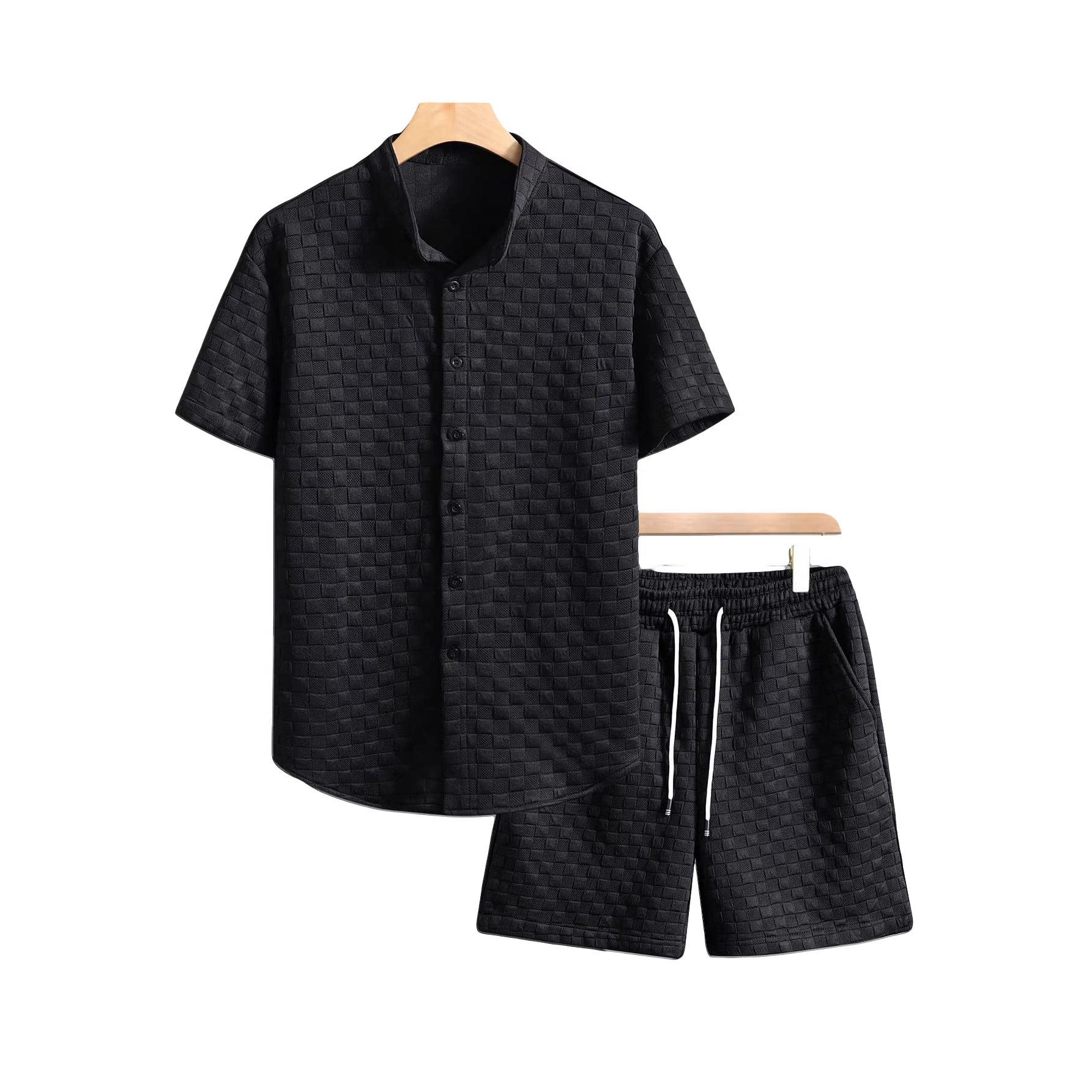 Herren Sommer-Set mit Stehkragen-Hemdjacke und Shorts