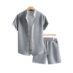 Herren Sommer-Set mit Stehkragen-Hemdjacke und Shorts