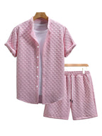 Herren Sommer-Set mit Stehkragen-Hemdjacke und Shorts