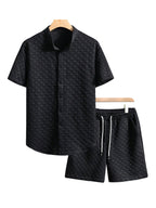 Herren Sommer-Set mit Stehkragen-Hemdjacke und Shorts