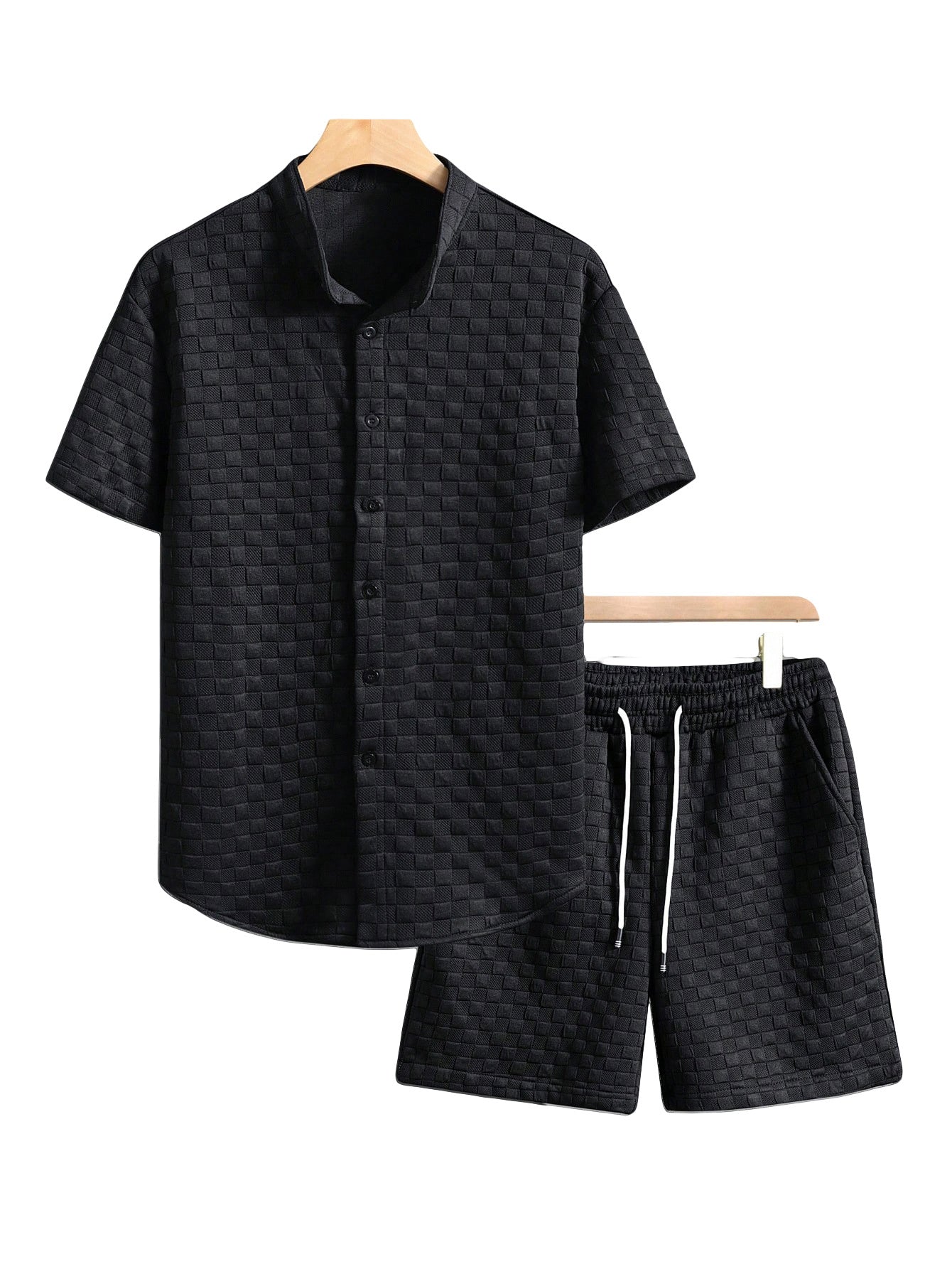 Herren Sommer-Set mit Stehkragen-Hemdjacke und Shorts