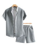 Herren Sommer-Set mit Stehkragen-Hemdjacke und Shorts