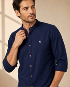 Herren Premium Komfort Trachtenhemd aus atmungsaktiver Baumwolle - gallery-detail - Navy Blau