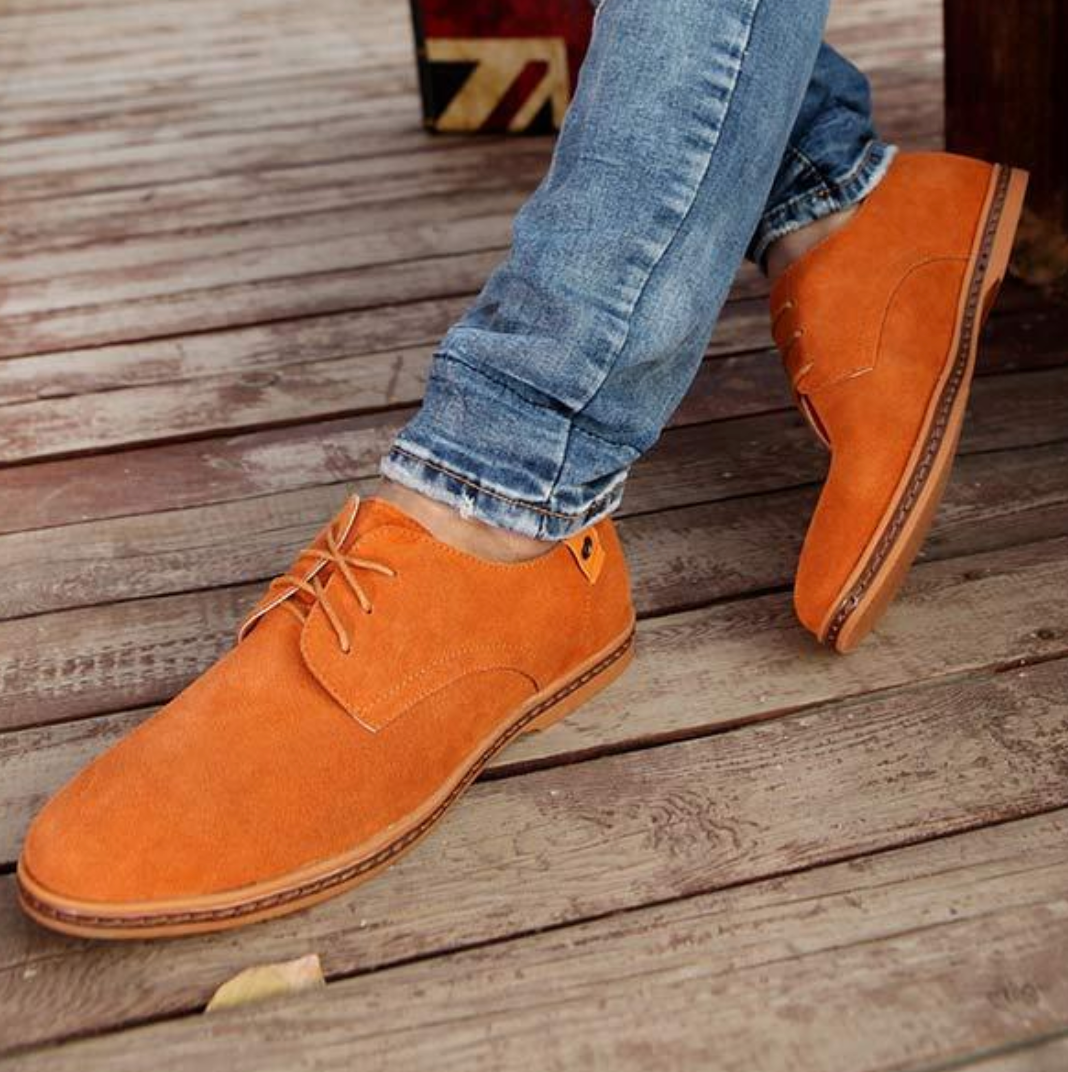 Herren Wildleder Derby Schuhe mit Schnürung und Texturfinish-Velnorah