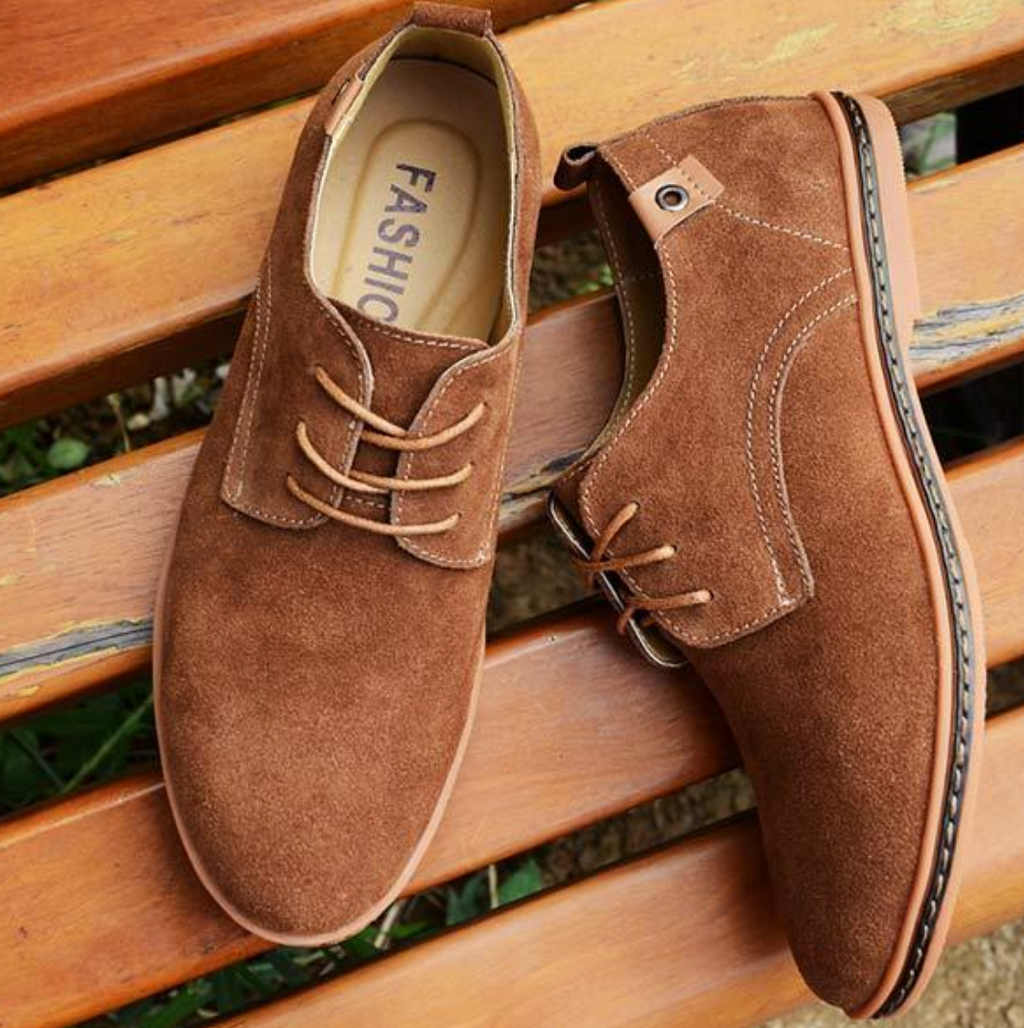 Herren Wildleder Derby Schuhe mit Schnürung und Texturfinish-Velnorah