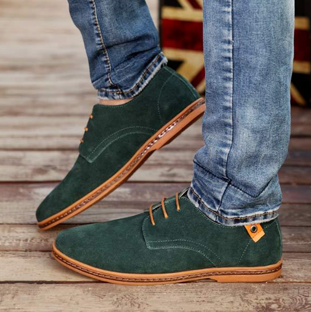 Herren Wildleder Derby Schuhe mit Schnürung und Texturfinish-Velnorah