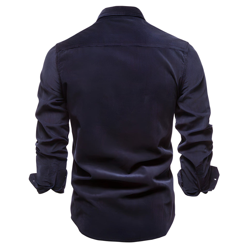 Herrenbluse mit langen Ärmeln und Brusttaschen-Velnorah