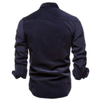 Herrenbluse mit langen Ärmeln und Brusttaschen-Velnorah