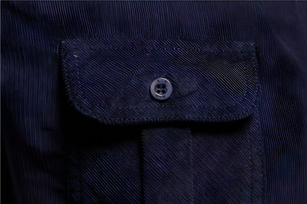 Herrenbluse mit langen Ärmeln und Brusttaschen-Velnorah