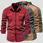 Herrenbluse mit langen Ärmeln und Brusttaschen-Velnorah