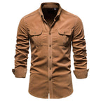 Herrenbluse mit langen Ärmeln und Brusttaschen-Velnorah