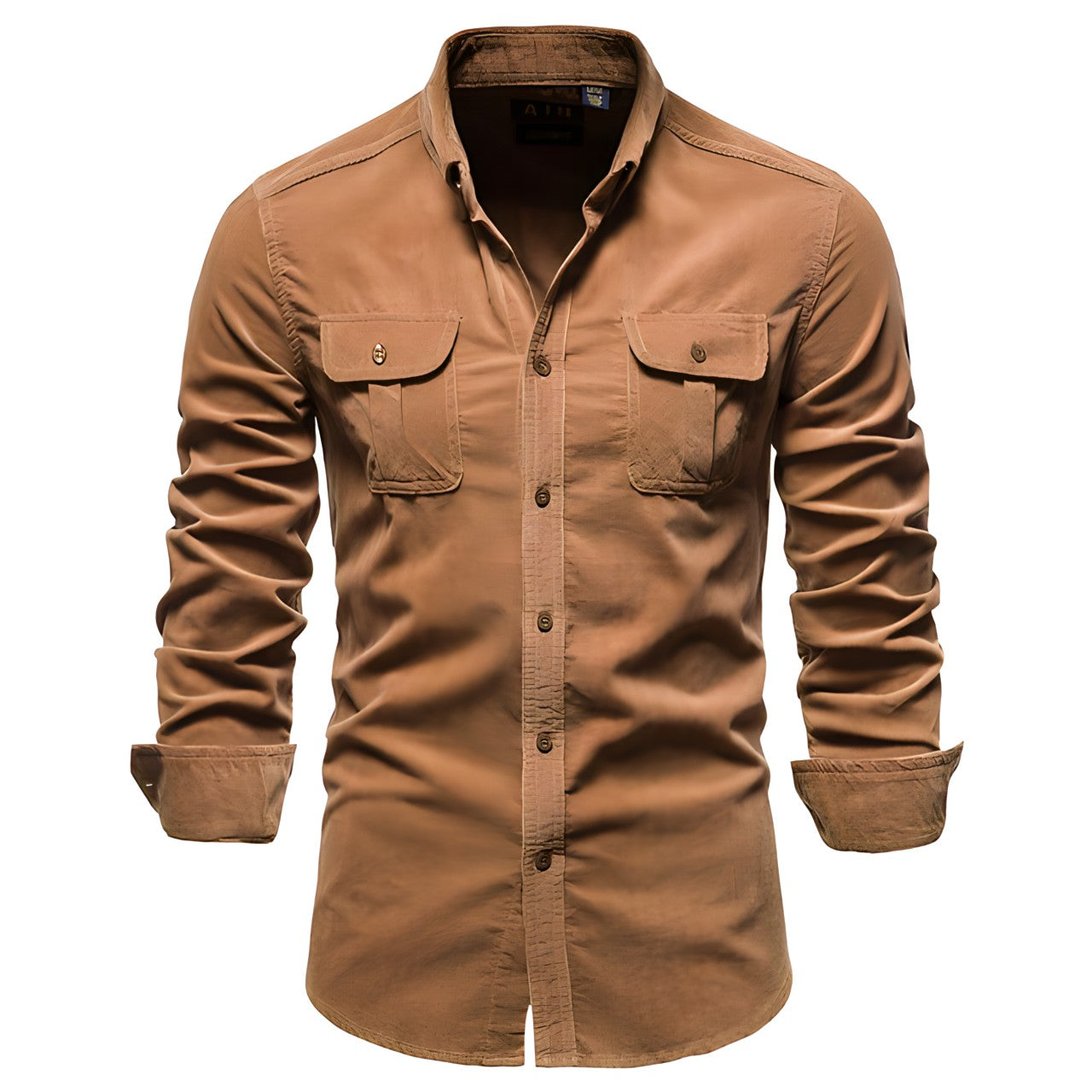 Herrenbluse mit langen Ärmeln und Brusttaschen-Velnorah