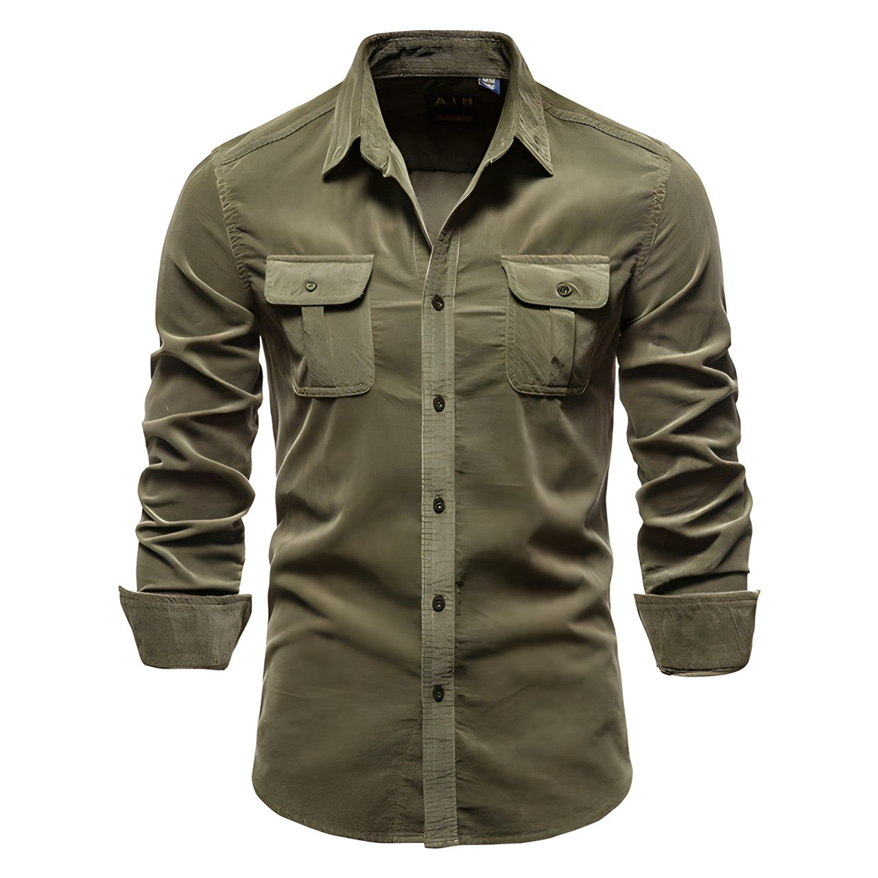 Herrenbluse mit langen Ärmeln und Brusttaschen-Velnorah