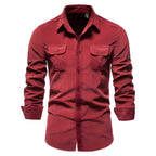 Herrenbluse mit langen Ärmeln und Brusttaschen-Velnorah