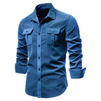 Herrenbluse mit langen Ärmeln und Brusttaschen-Velnorah