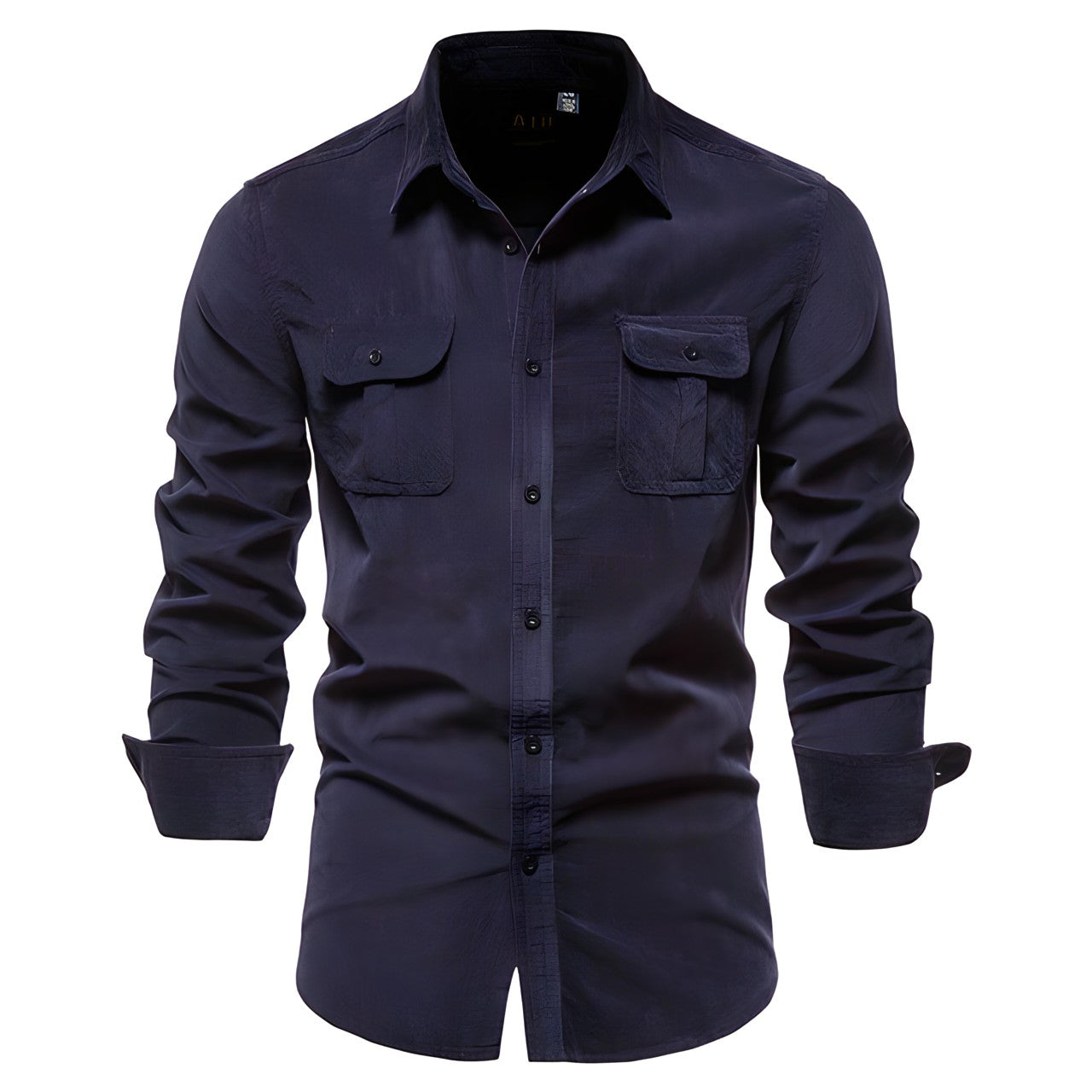 Herrenbluse mit langen Ärmeln und Brusttaschen-Velnorah