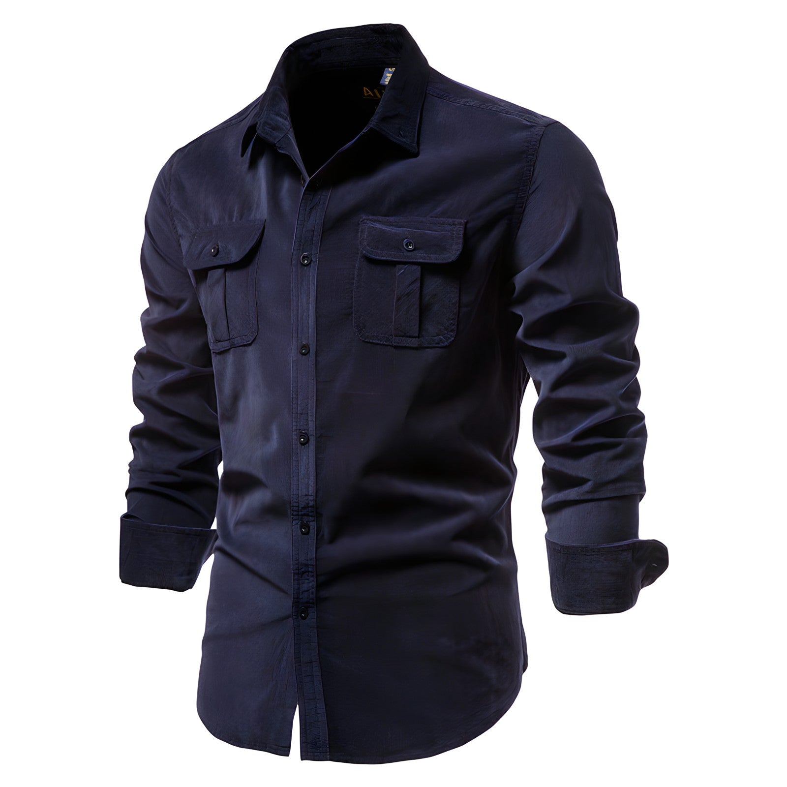Herrenbluse mit langen Ärmeln und Brusttaschen-Velnorah
