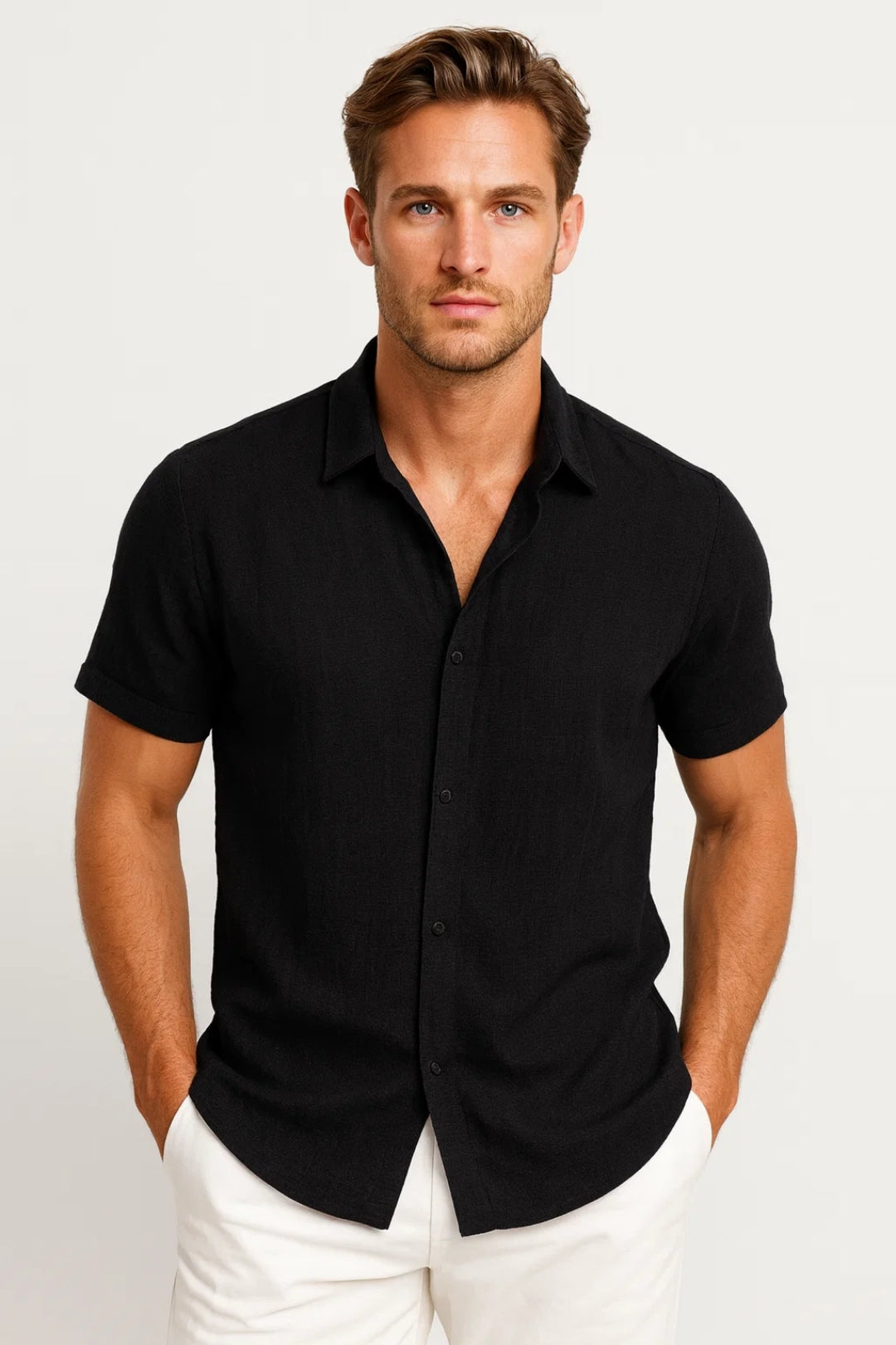 Herrenhemd Kurzarm Regular Fit Klassische Kragen Sommer-Velnorah