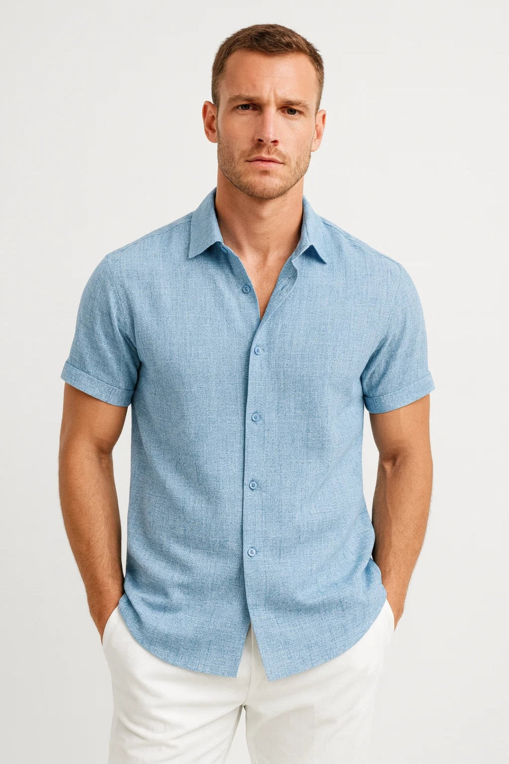 Herrenhemd Kurzarm Regular Fit Klassische Kragen Sommer-Velnorah