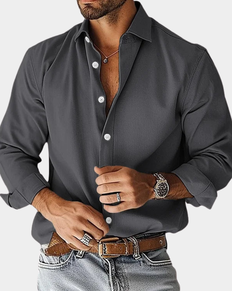 Herrenhemd mit langen Ärmeln und Button-Down-Kragen Slim Fit-Velnorah