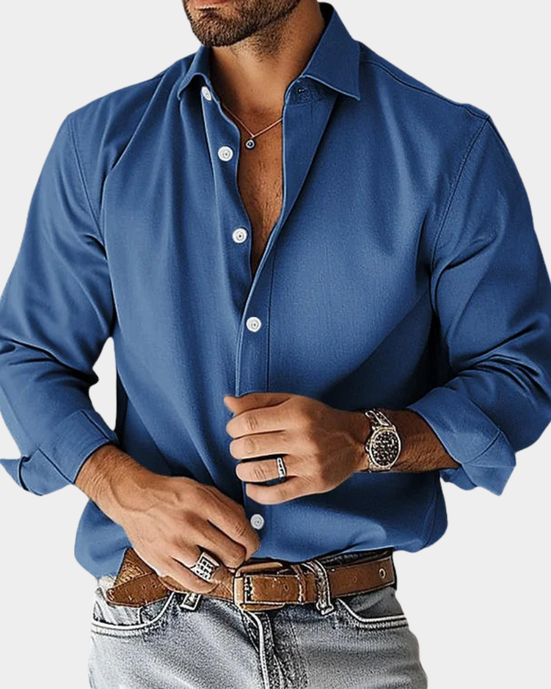 Herrenhemd mit langen Ärmeln und Button-Down-Kragen Slim Fit-Velnorah