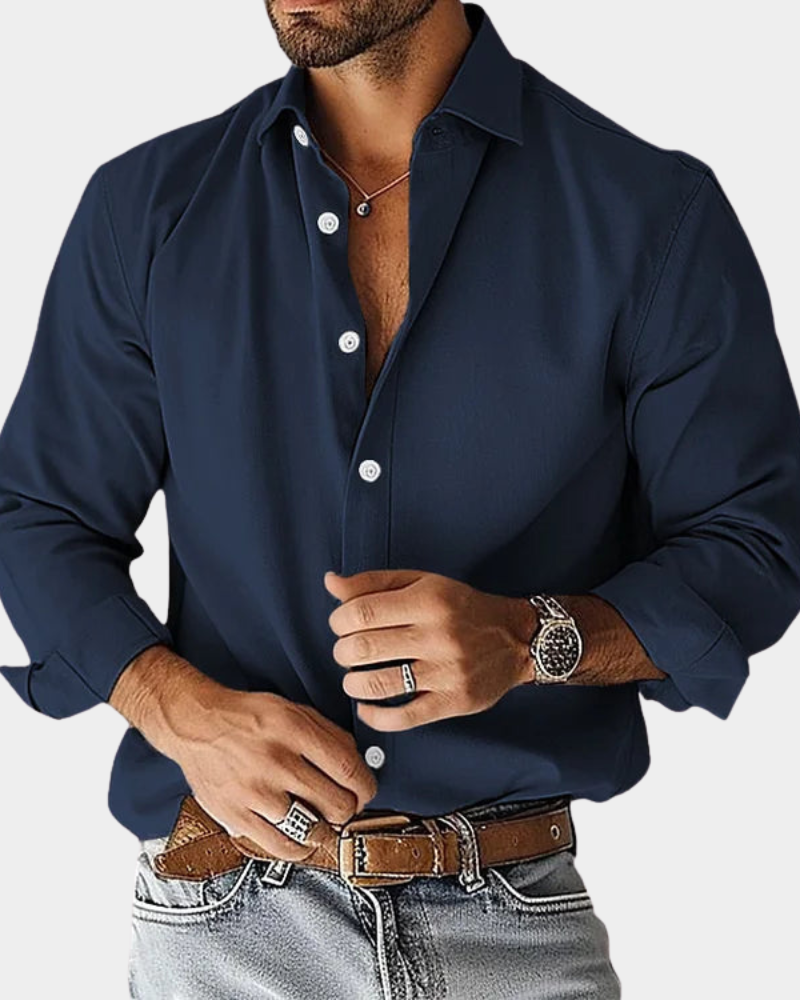 Herrenhemd mit langen Ärmeln und Button-Down-Kragen Slim Fit-Velnorah