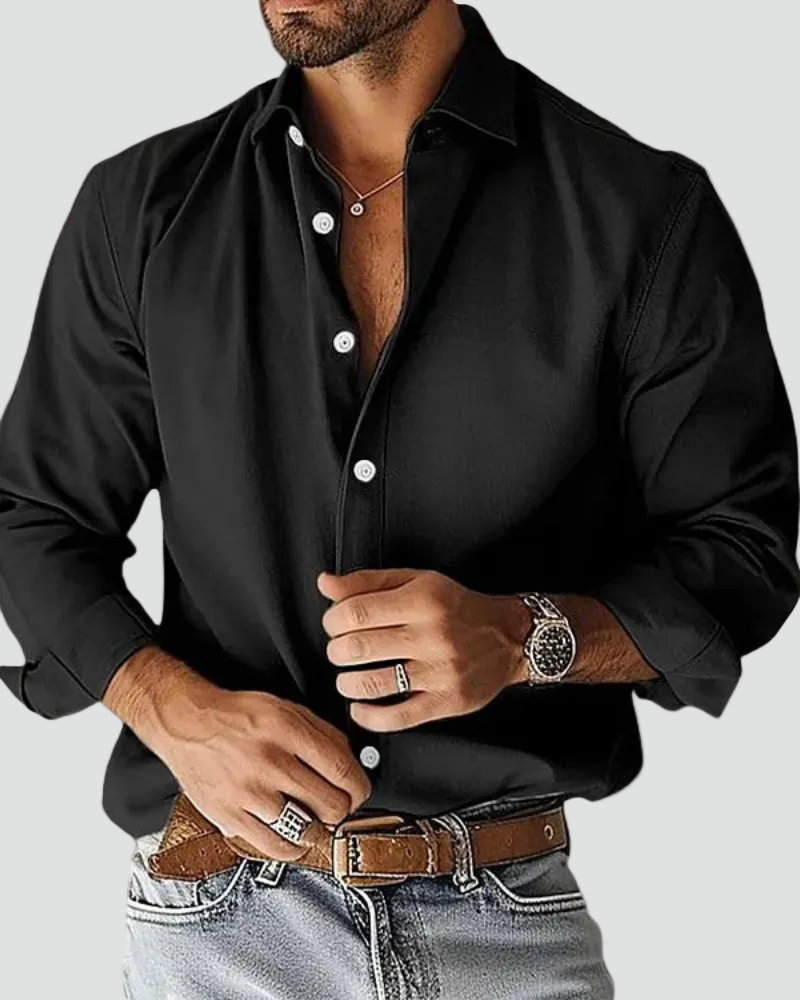 Herrenhemd mit langen Ärmeln und Button-Down-Kragen Slim Fit-Velnorah