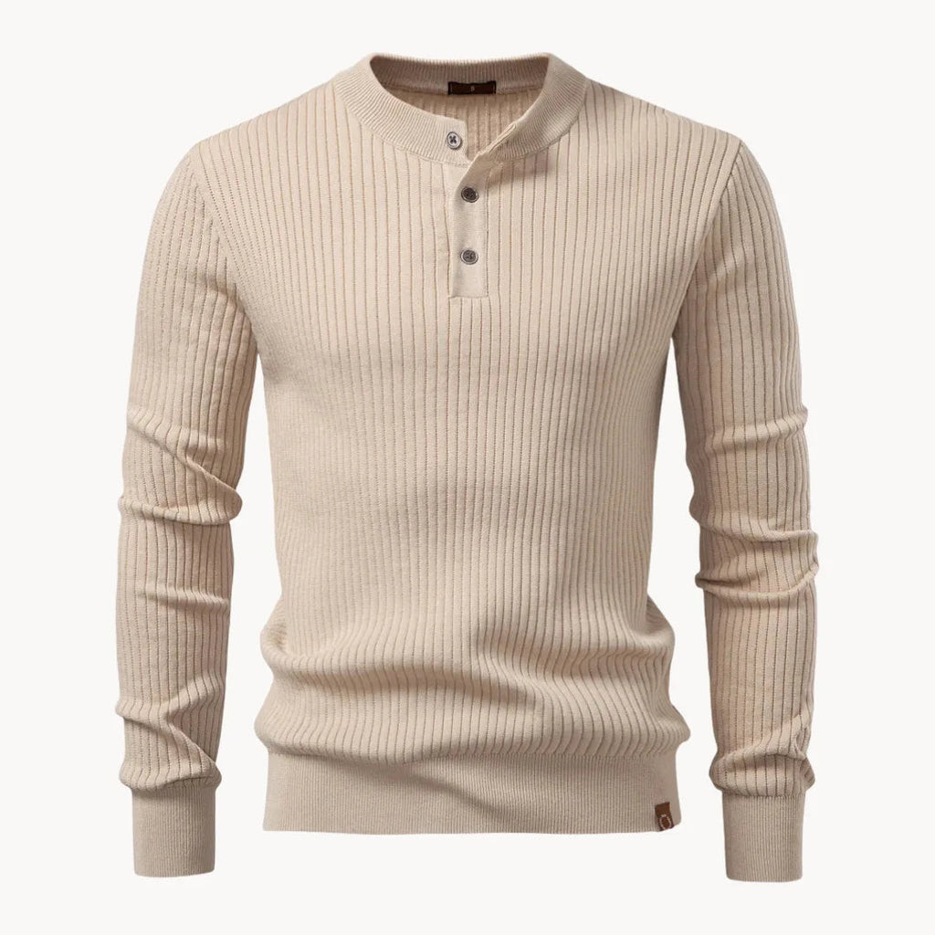 Herrenpullover mit Rundhalsausschnitt und Knopfverschluss für den täglichen Gebrauch-Velnorah